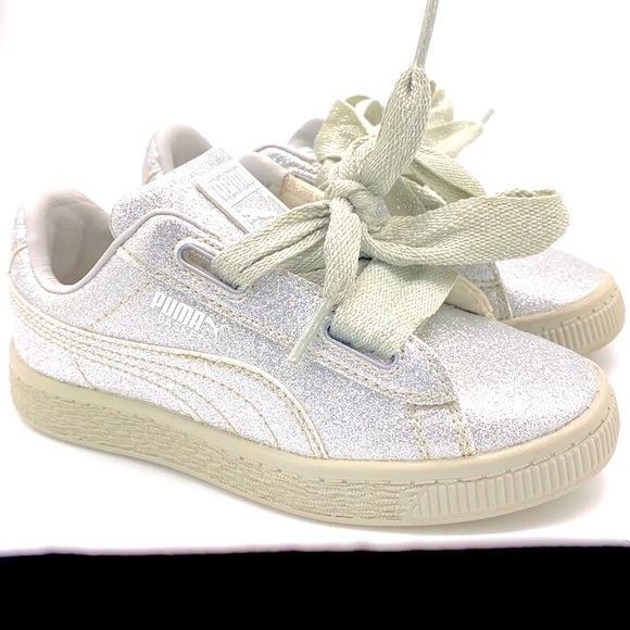 Puma Silver Glitter Basket Heart Sneakers - Picture 9 of 9